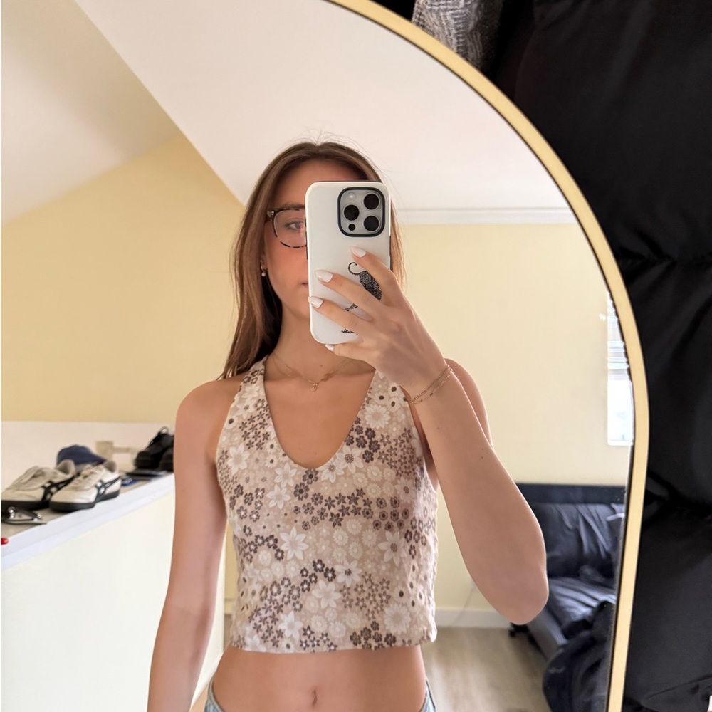 Aerie Floral Cream Tank Top